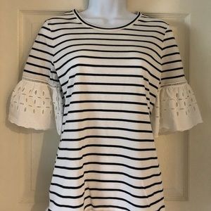Ann Taylor 3/4 Lace Sleeve Top